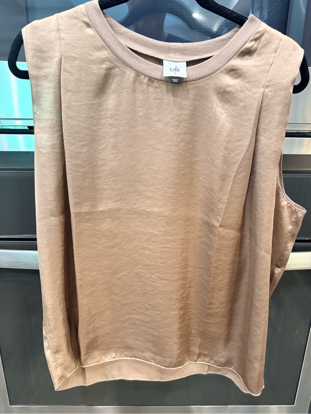 CAbi Sleeveless Crewneck Tank in Light Brown